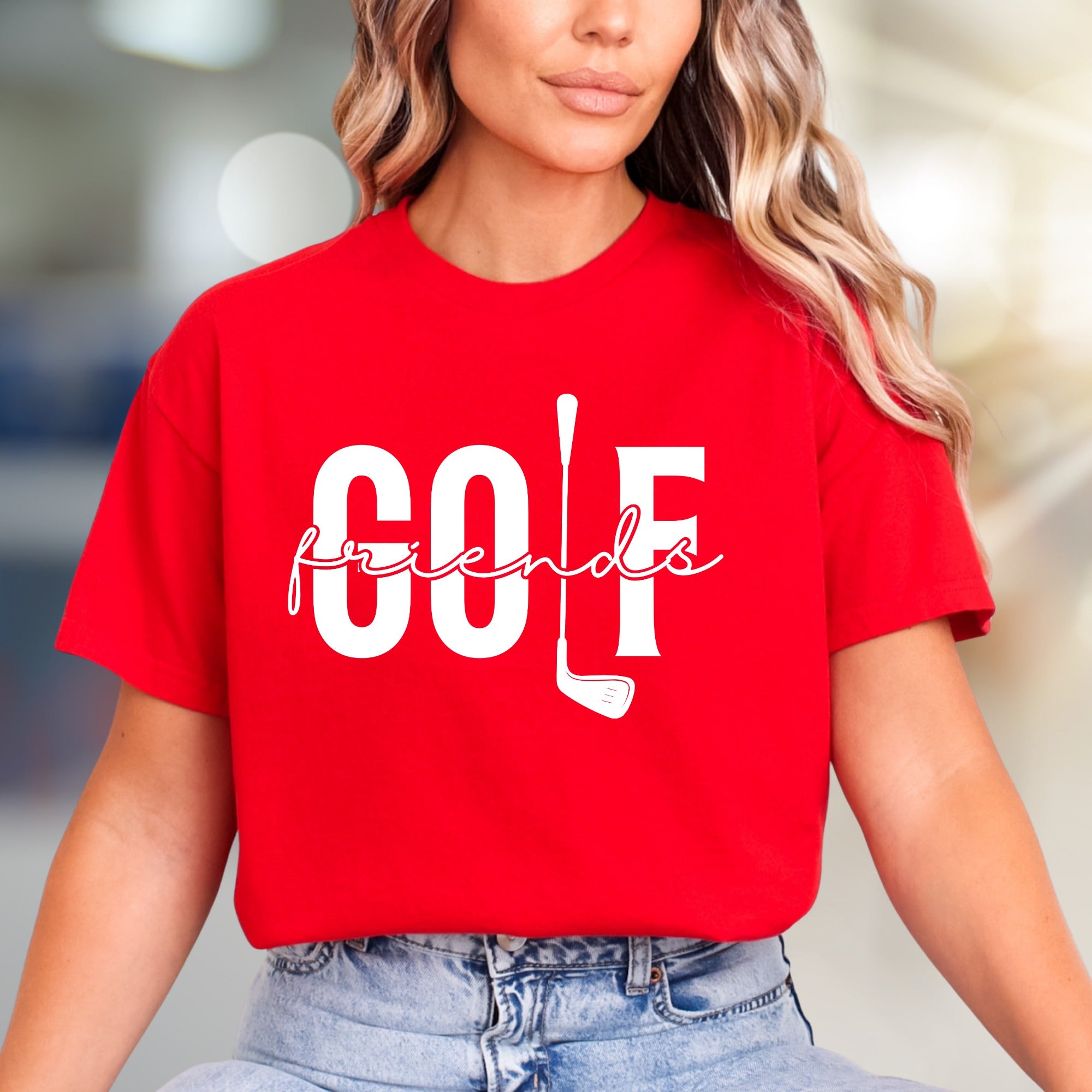 "GOLF friends" Collegiate Graphic Tee, a Sporty Pick for Golf Enthusiasts