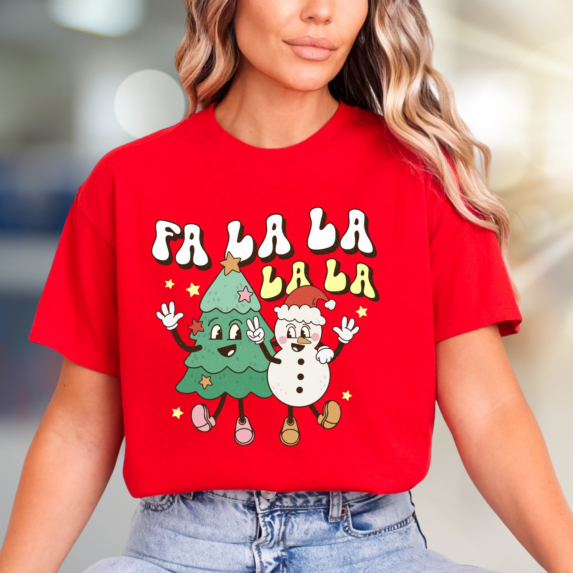 "Fa La La La La" Retro Holiday Graphic Tee, a Festive Pick for Christmas Enthusiasts