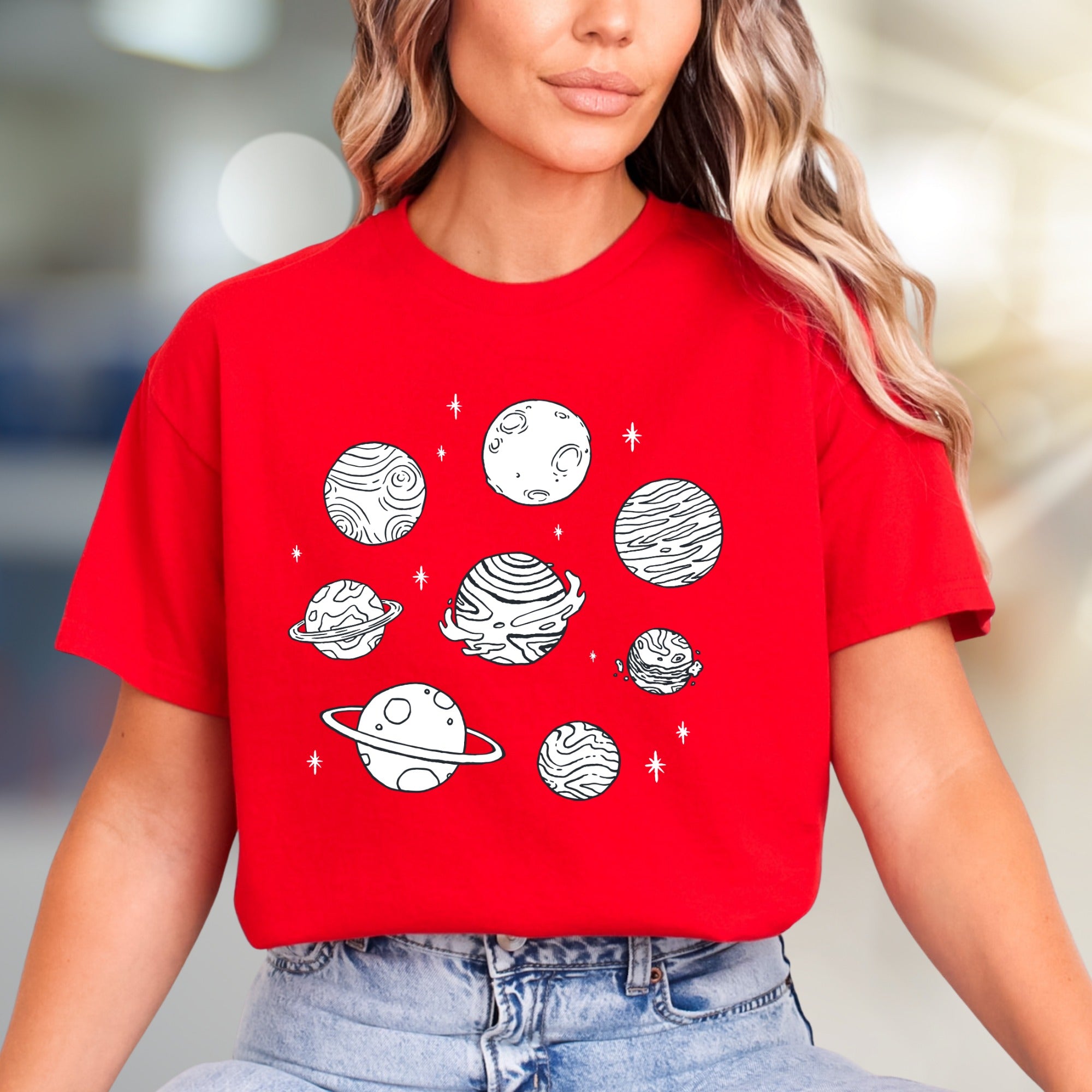 Cosmic Planets Graphic Tee, A Celestial Pick for Stargazers