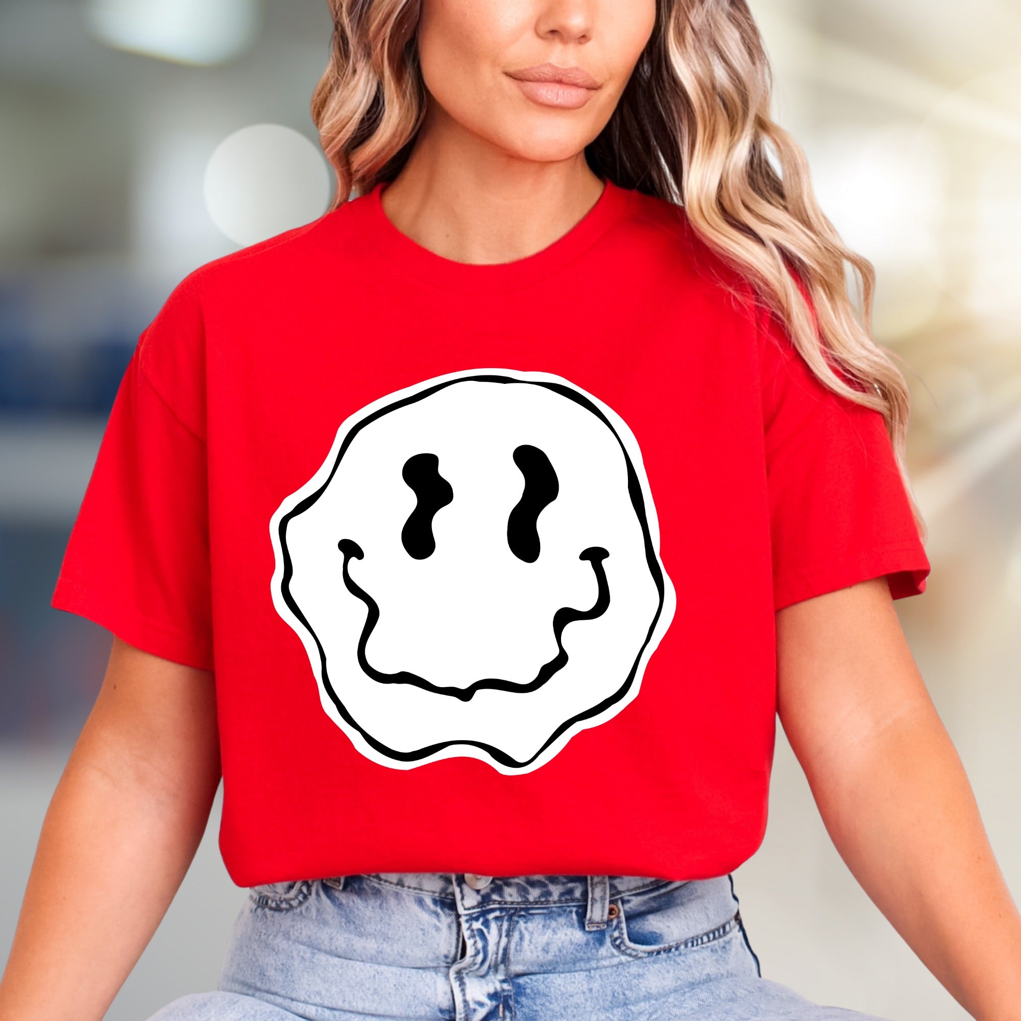 Melty Blob Smiley Face Graphic Tee, a Groovy Abstract Pick for Expressive Souls