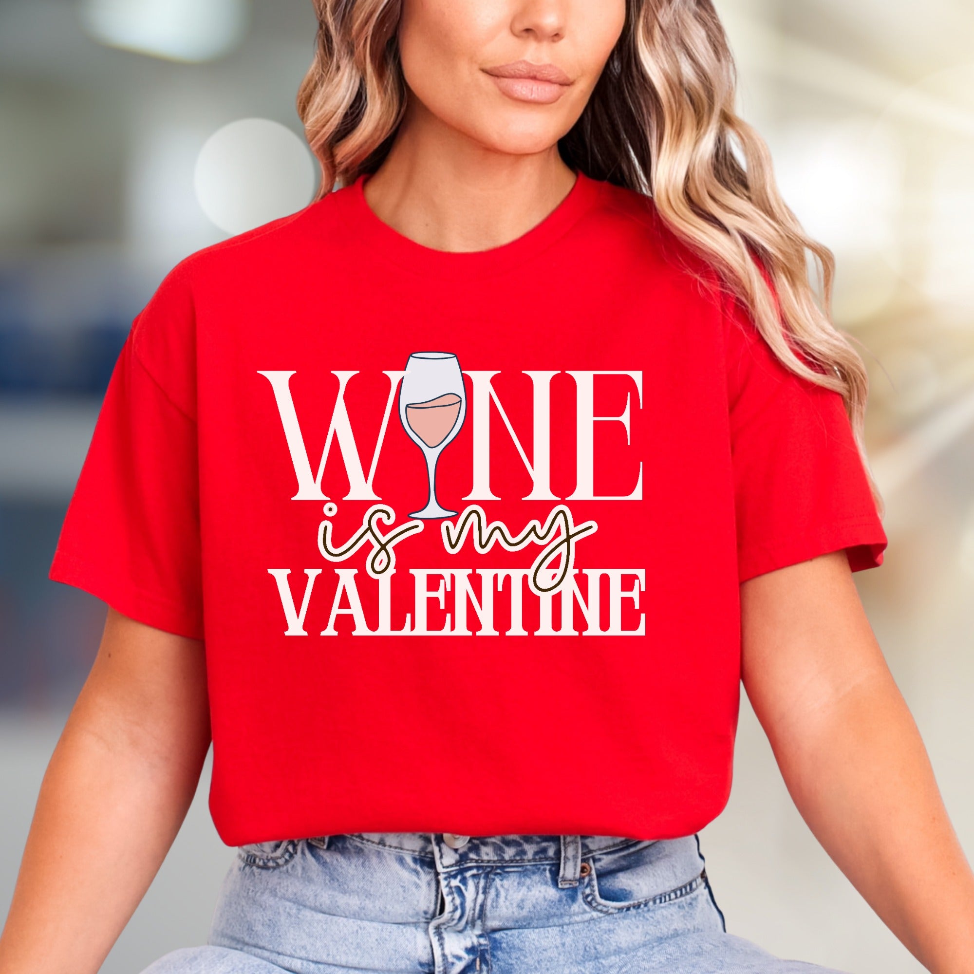 "Wine is My Valentine" Romantic Graphic Tee, a Fun Statement for Wine Lovers