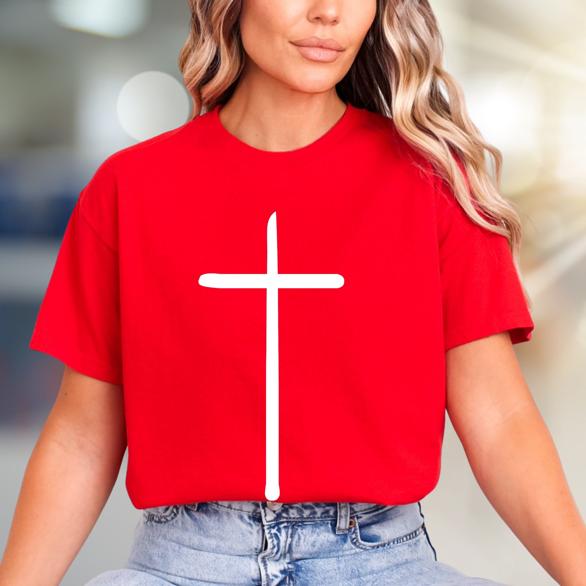 Minimalist Cross Graphic Tee, A Spiritual Statement for Faith Enthusiasts