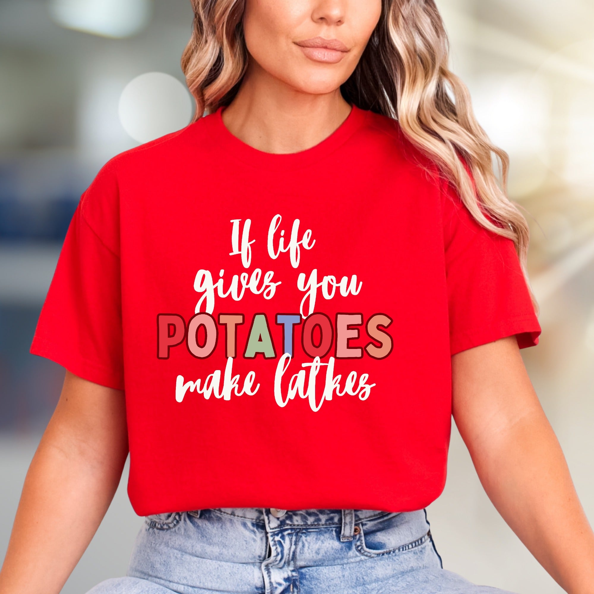 "If Life Gives You Potatoes Make Latkes" Funky Foodie Graphic Tee, a Quirky Kitchen Enthusiast Pick for Food Lovers