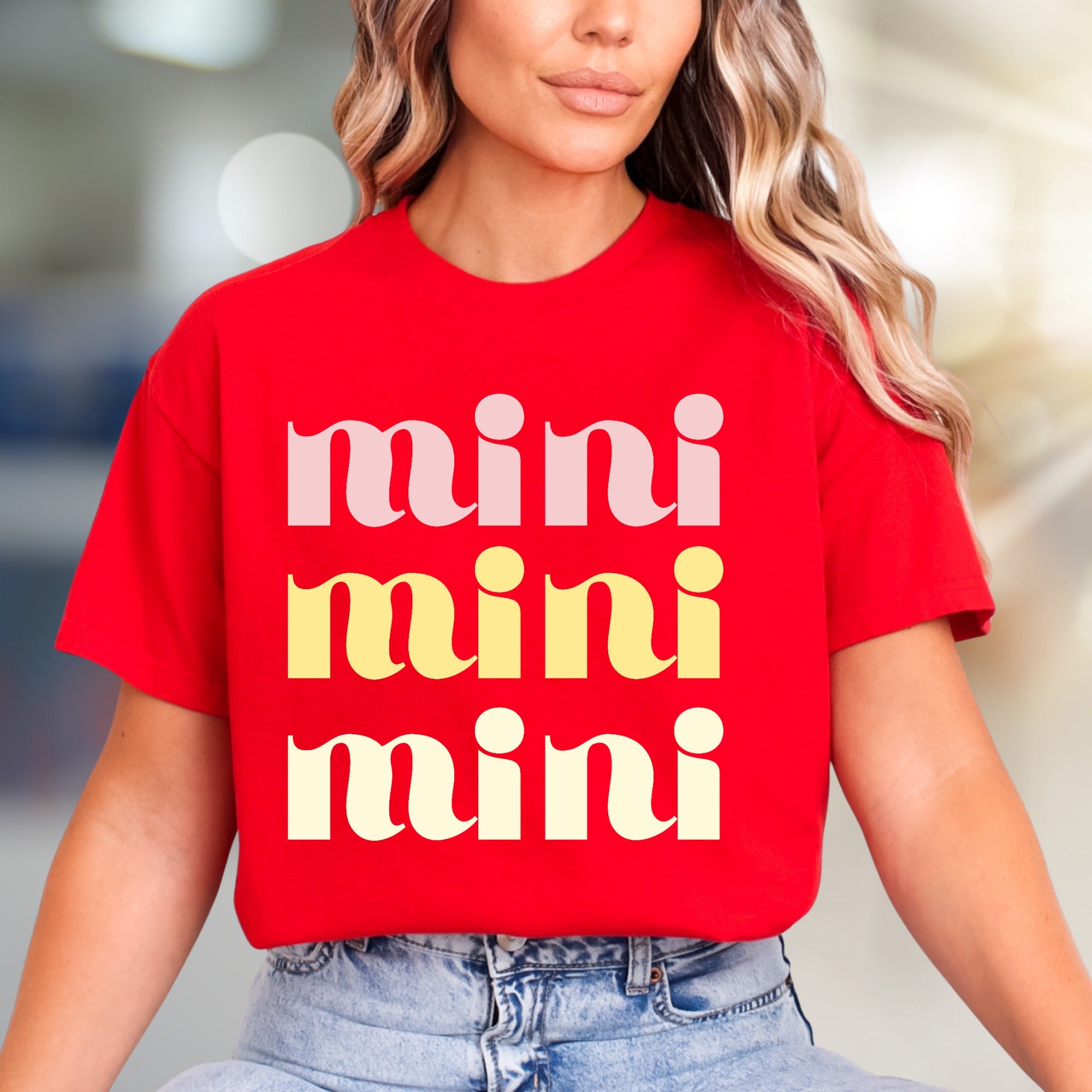 "mini mini mini" Retro Groovy Graphic Tee, a Playful Pick for Trendsetters