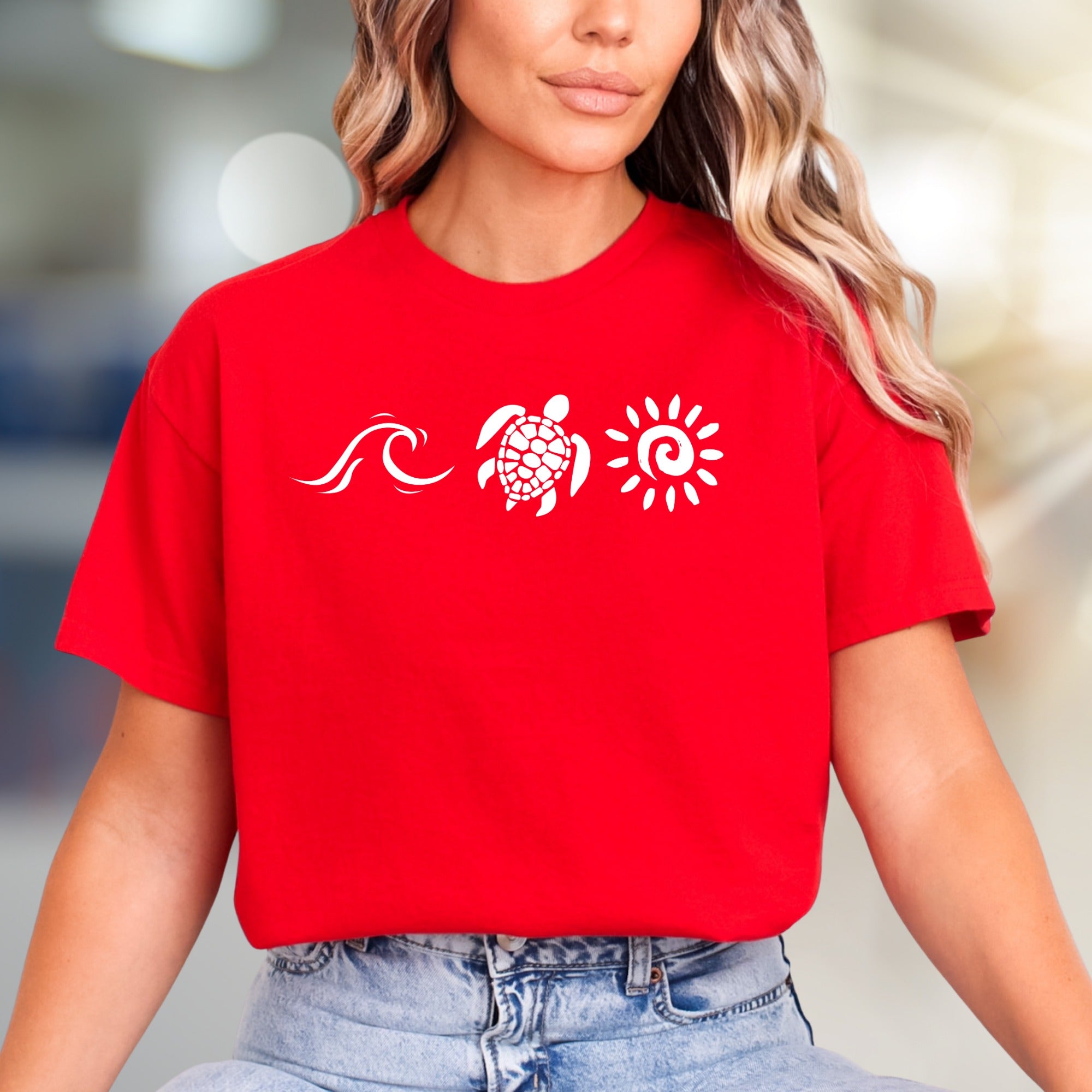 Ocean Wave Turtle Sun Graphic Tee, a Coastal Beach Pick for Nature Lovers