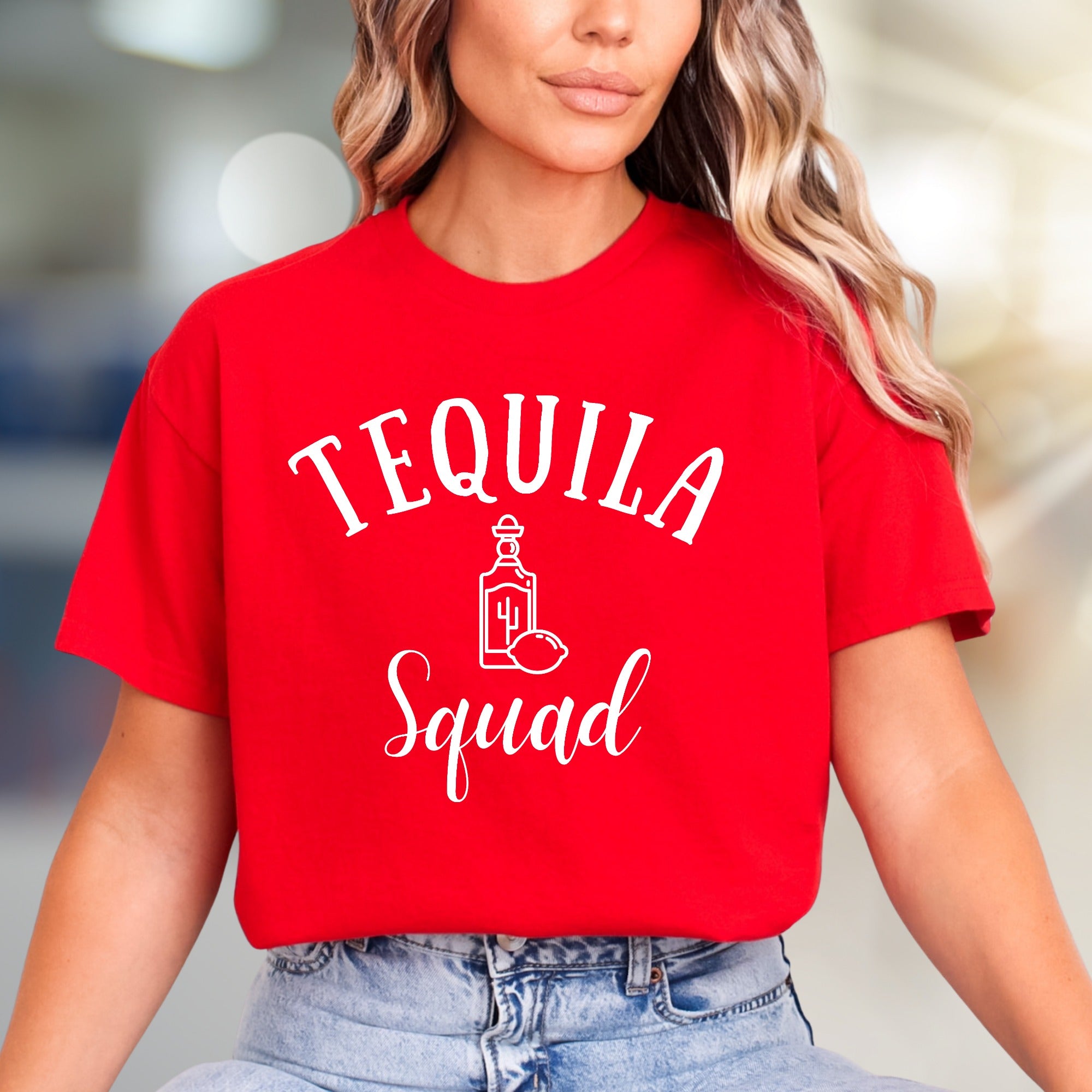 "Tequila Squad" Fun Enthusiast Graphic Tee, A Party-Ready Pick for Social Souls