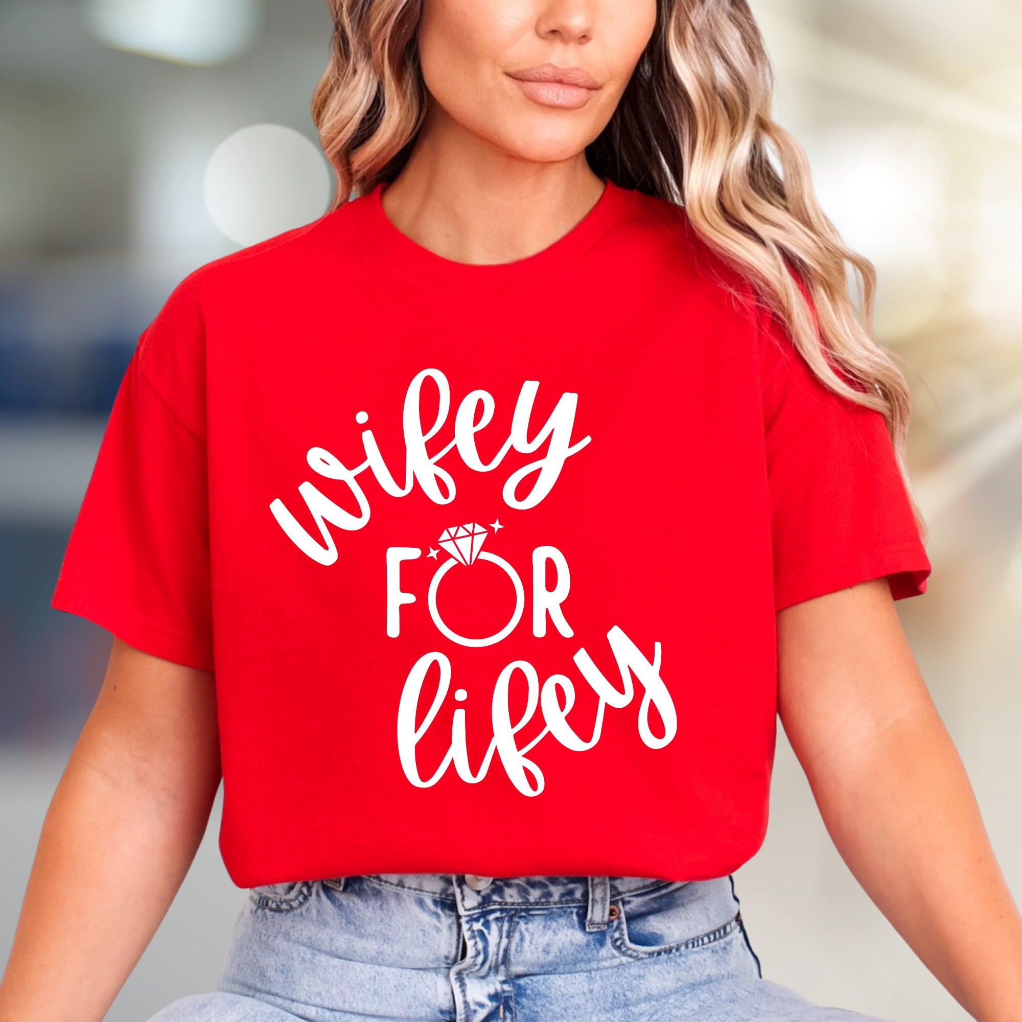 "Wifey For Lifey" Engagement Ring Graphic Tee, a Bridal Shower Pick for Future Wives