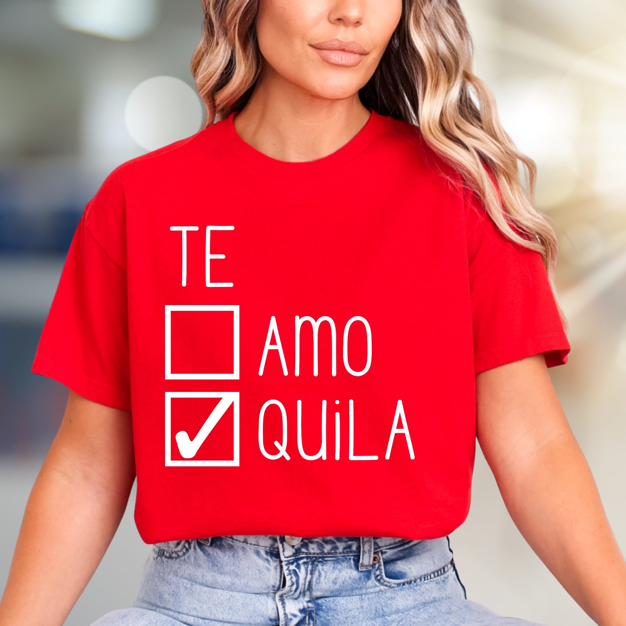 "TE AMO QUILA" Tequila Lover Graphic Tee, a Funny Vibe for Party Goers