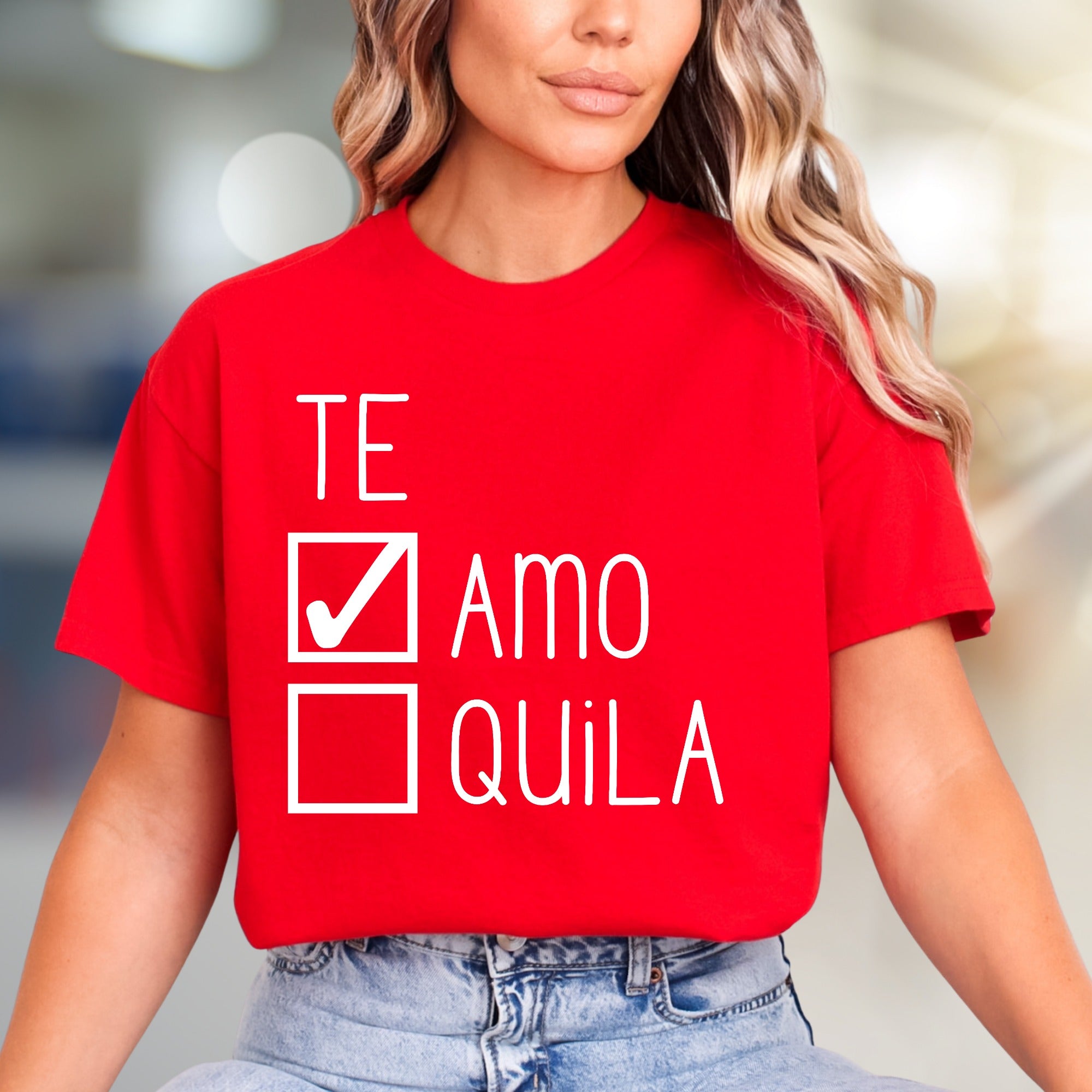 "Te Amo" vs "Tequila" Checkbox Graphic Tee, A Playful Choice for Fun-Lovers