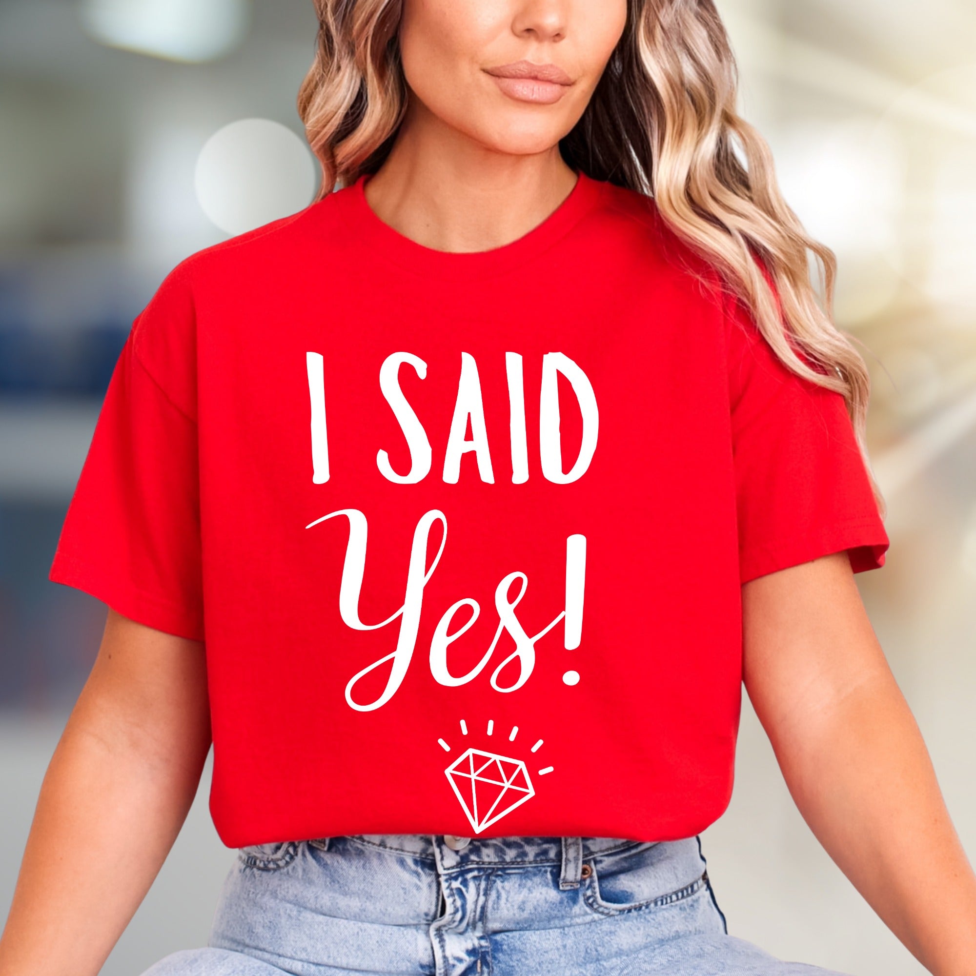 "I Said Yes!" Engagement Graphic Tee, a Bridal Party Pick for Brides-to-Be