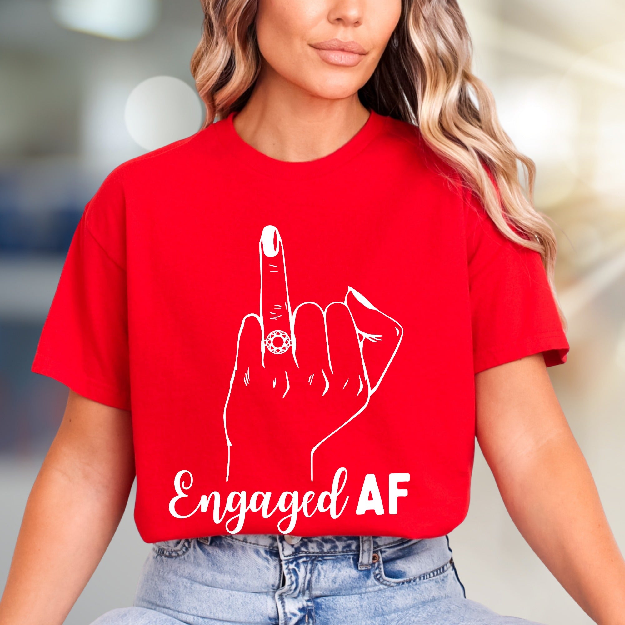 "Engaged AF" Funny Engagement Graphic Tee, a Celebration Pick for Brides-to-Be