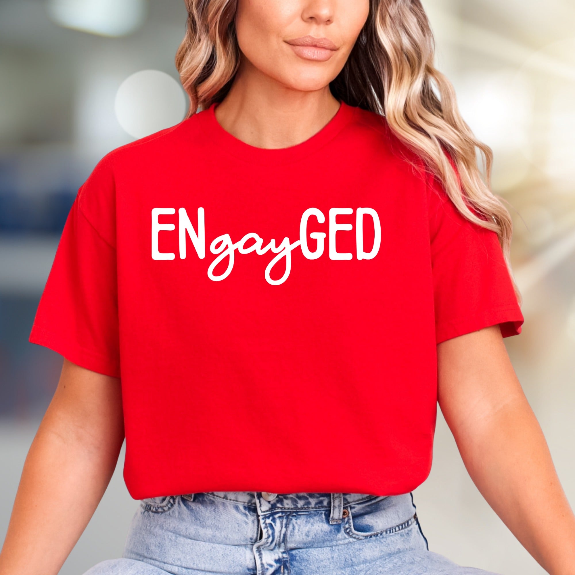 "ENgayGED" Engagement Celebration Graphic Tee, a Pride Pick for Couples
