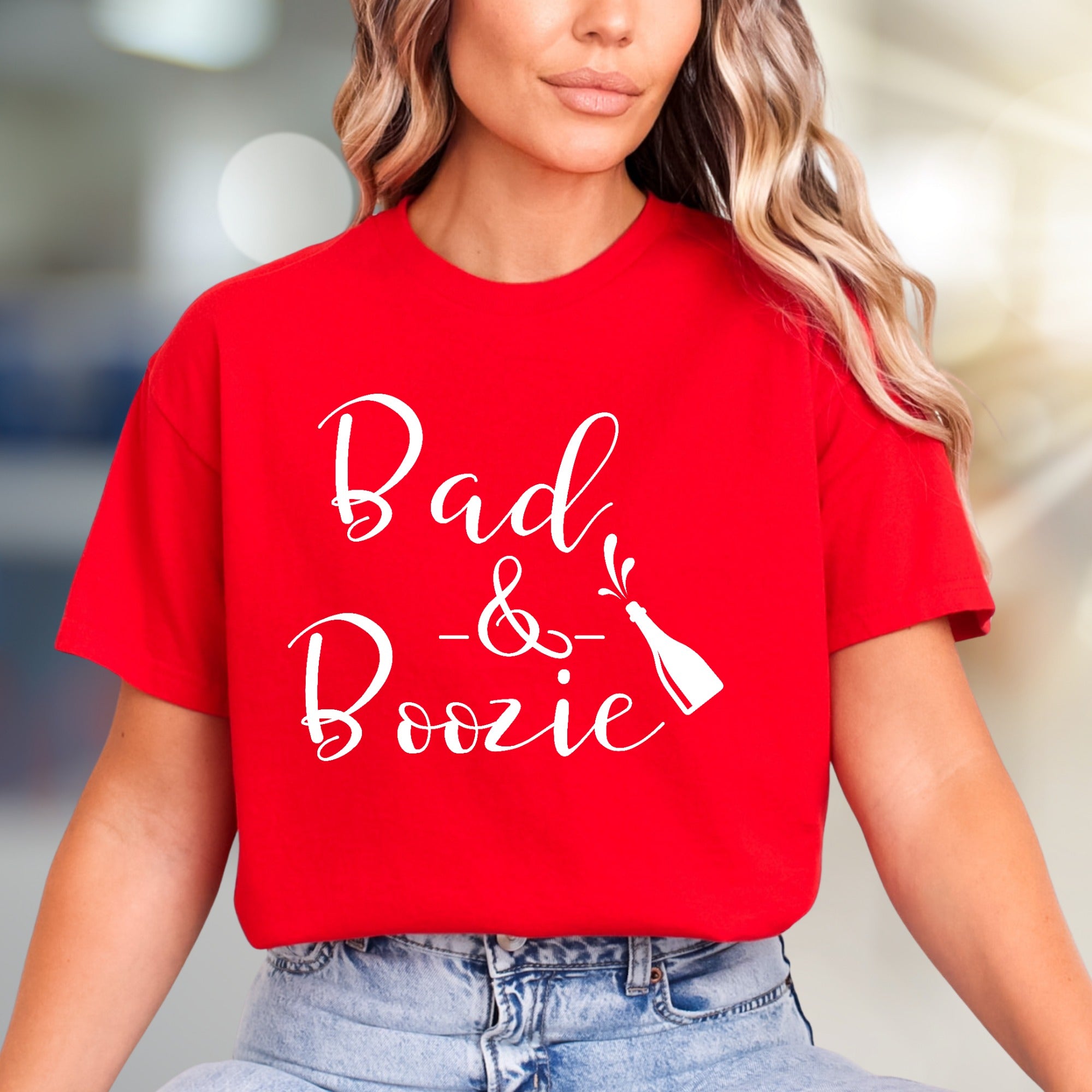 "Bad & Boozie" Party Lifestyle Graphic Tee, a Fun Night Out Pick for Celebration Lovers