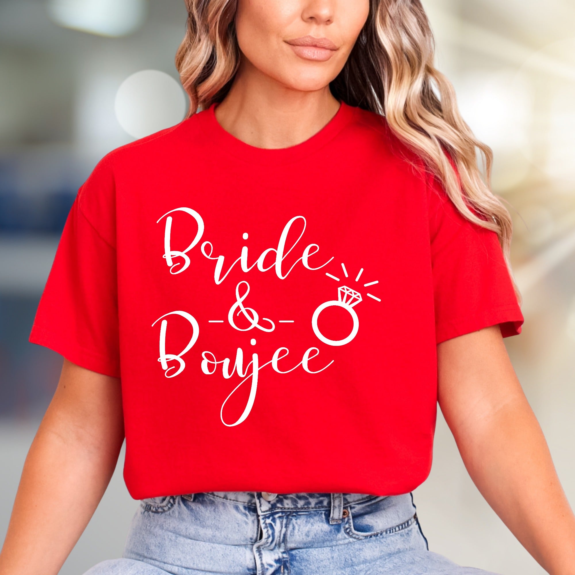 "Bride & Boujee" Wedding Ring Graphic Tee, a Bachelorette Party Pick for Future Wives