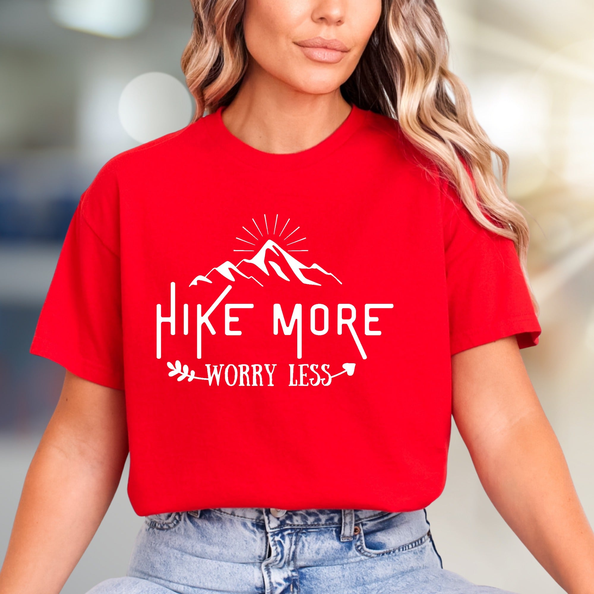"Hike More Worry Less" Mountain Graphic Tee, a Nature-Lover's Unisex Pick