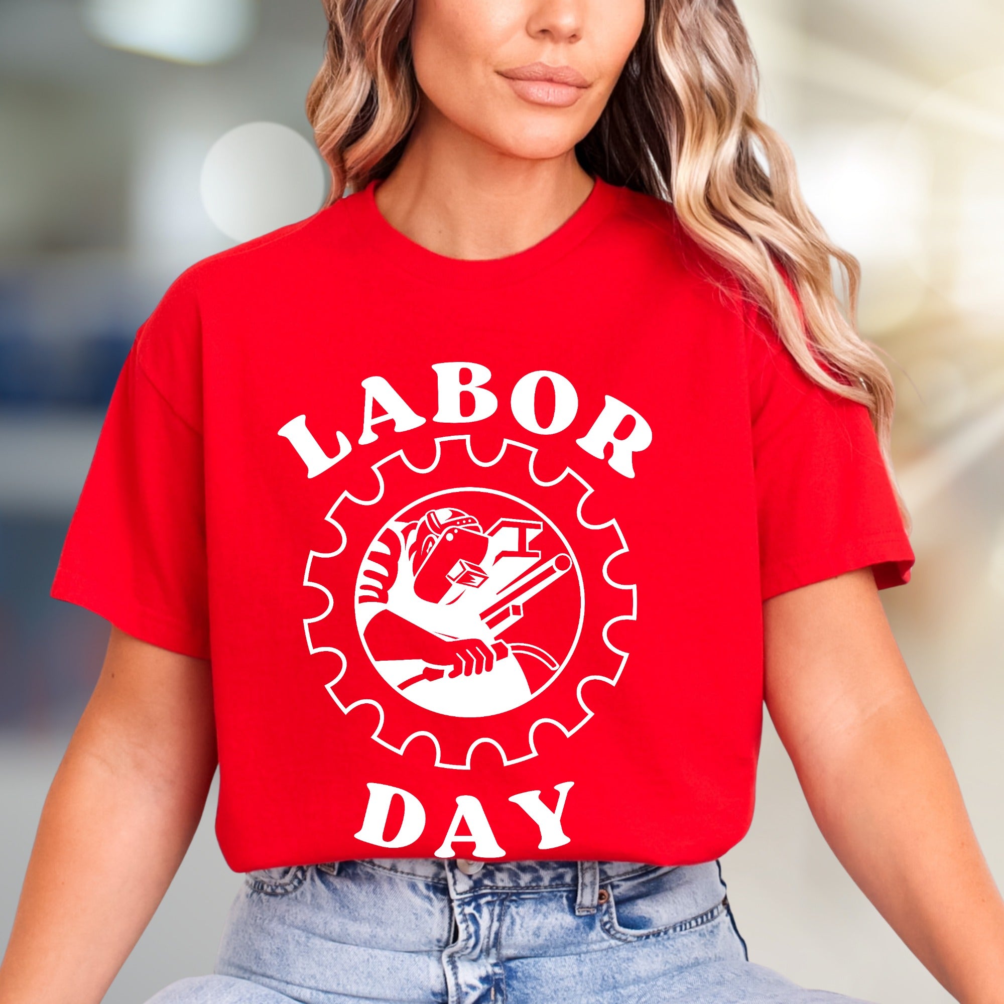 "LABOR DAY" Industrial Gear Graphic Tee, a Worker's Pride Pick for Everyone