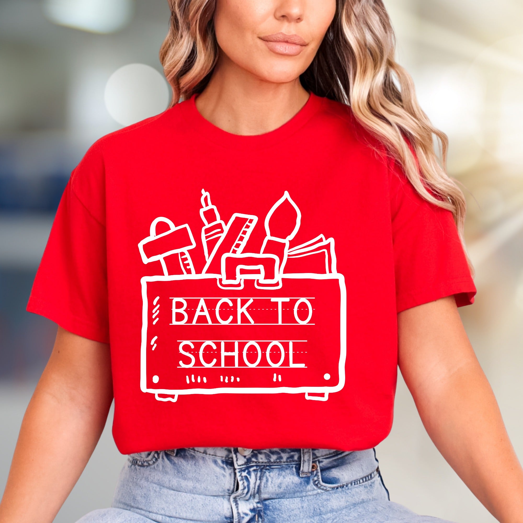 "Back to School" School Supply Graphic Tee, a Nostalgic Pick for Educators
