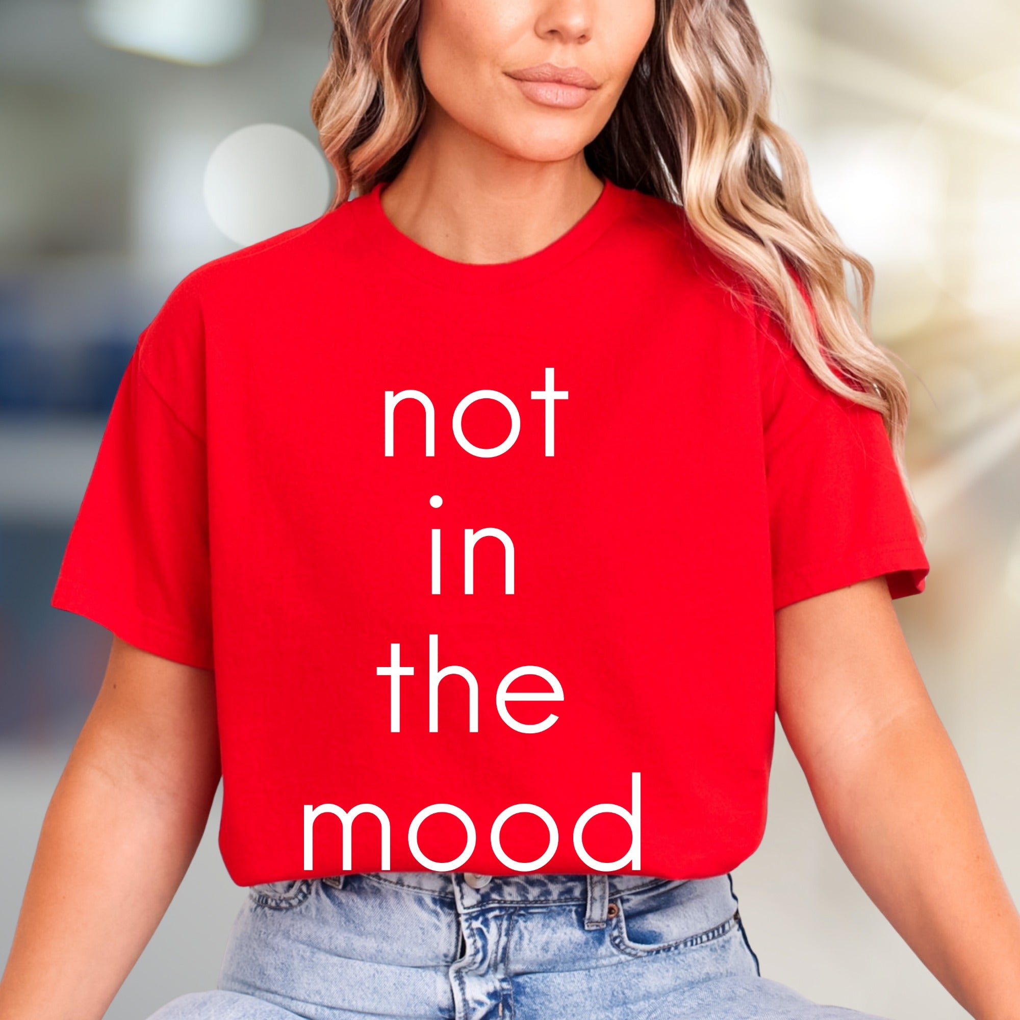 "Not In The Mood" Sarcastic Graphic Tee, A Relatable Pick for Introverts