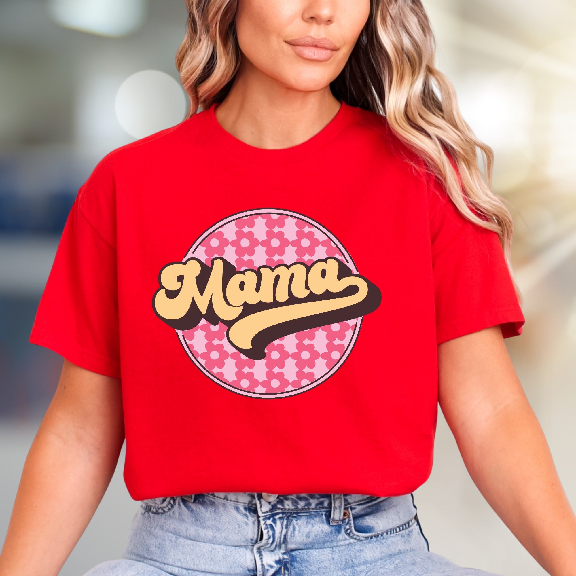 "Mama" Retro Floral Graphic Tee, a Groovy Style Pick for Everyday Moms